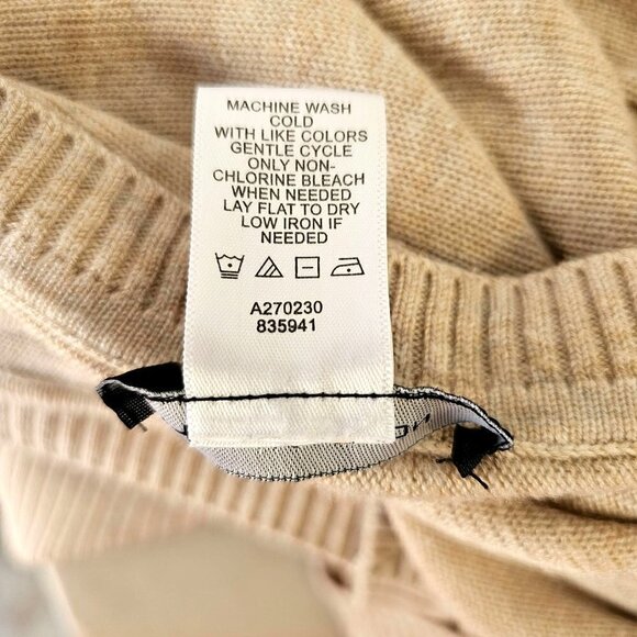 H by Halston V Neck Drop Shoulder Sweater Beige Knit Long Slv Womens Plus 1X 2X - Picture 8 of 9